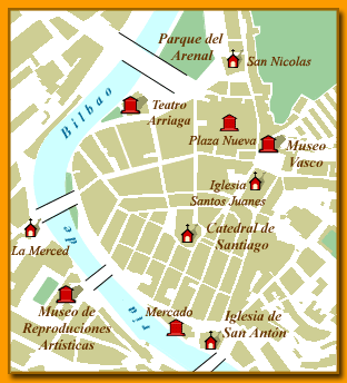 Mapa del casco viejo de Bilbao